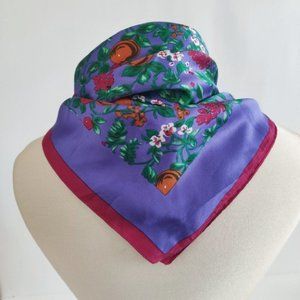 Italian Made Polyester Square Neck Scarf Floral